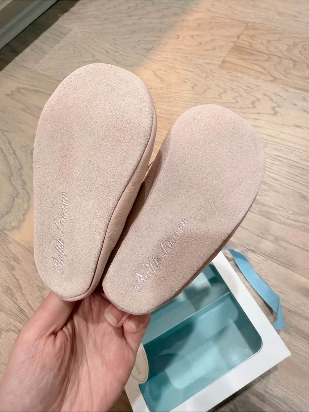 Ralph Lauren Pink lambskin Mary Jane Baby Shoes